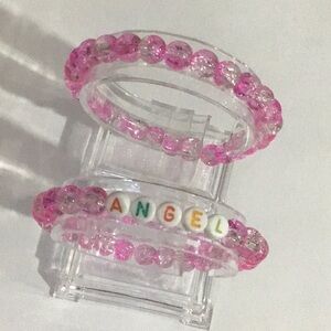 #008 Handcrafted 2 set name glass bead bracelet